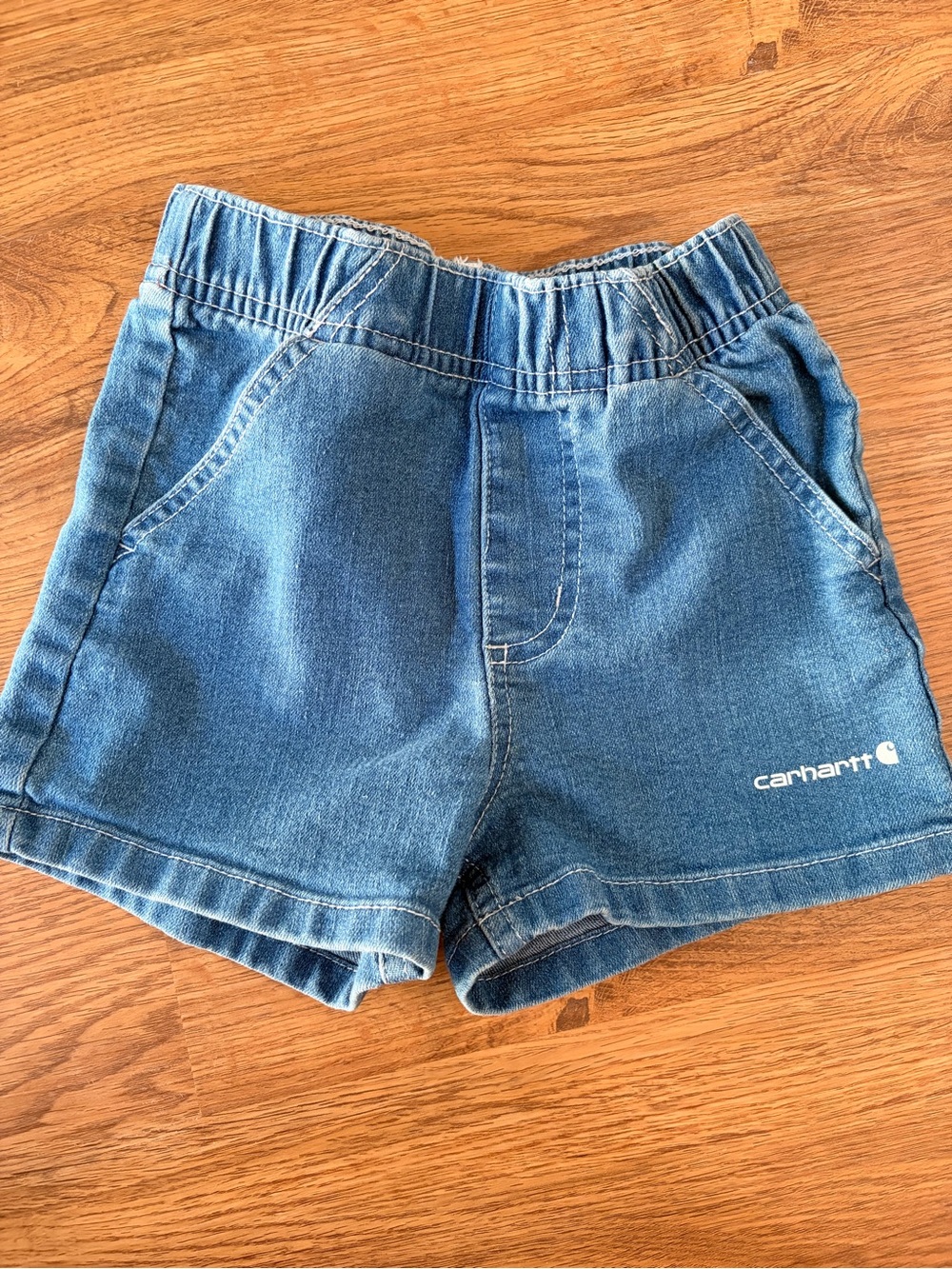 NWOT Carhartt Kids Denim Elastic-Waist Shorts in Blue 2T